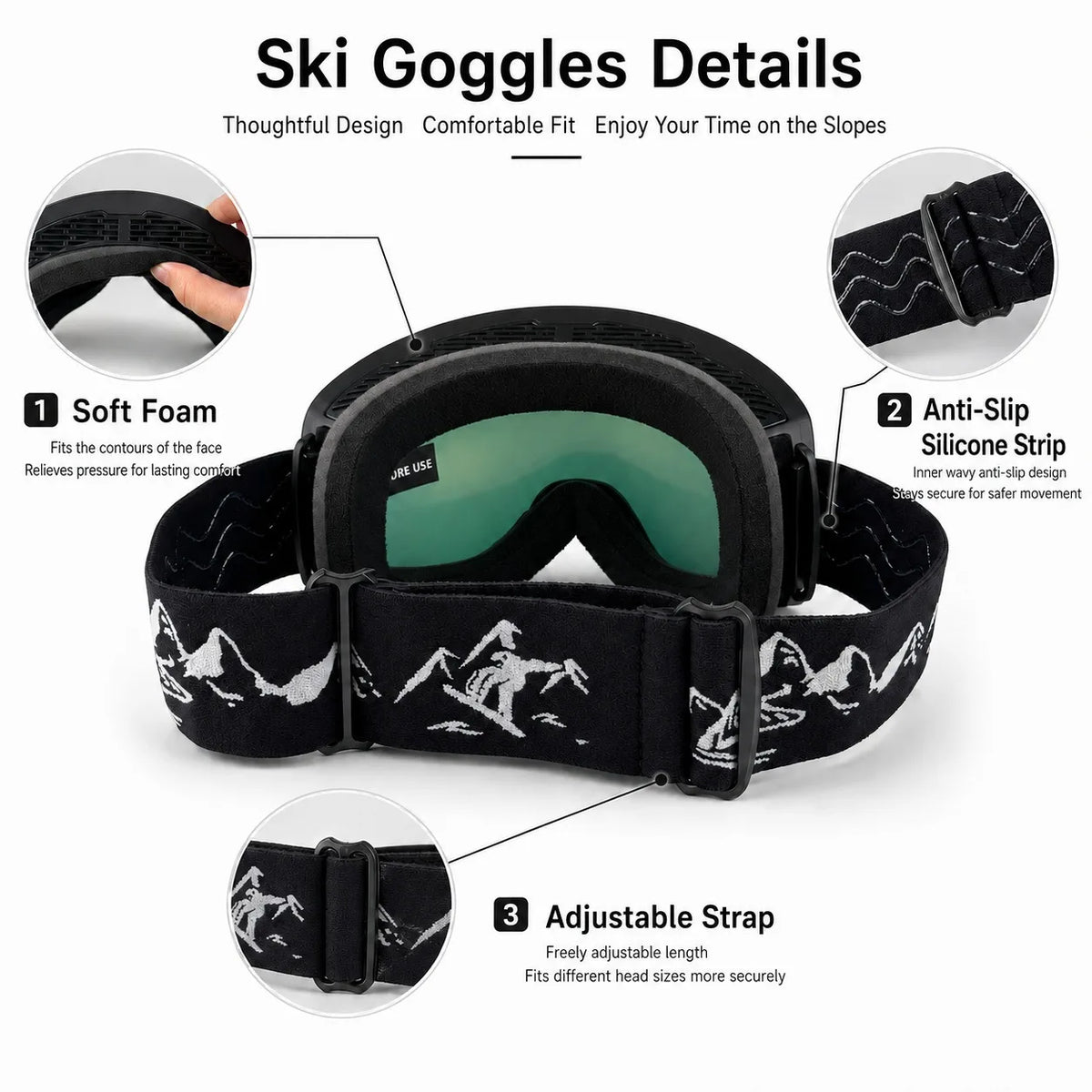 Gafas de esquí antivaho con protección UV400, gafas para snowboard, gafas de esquí resistentes al viento para deportes de invierno, gafas para esquí para hombres y mujeres.