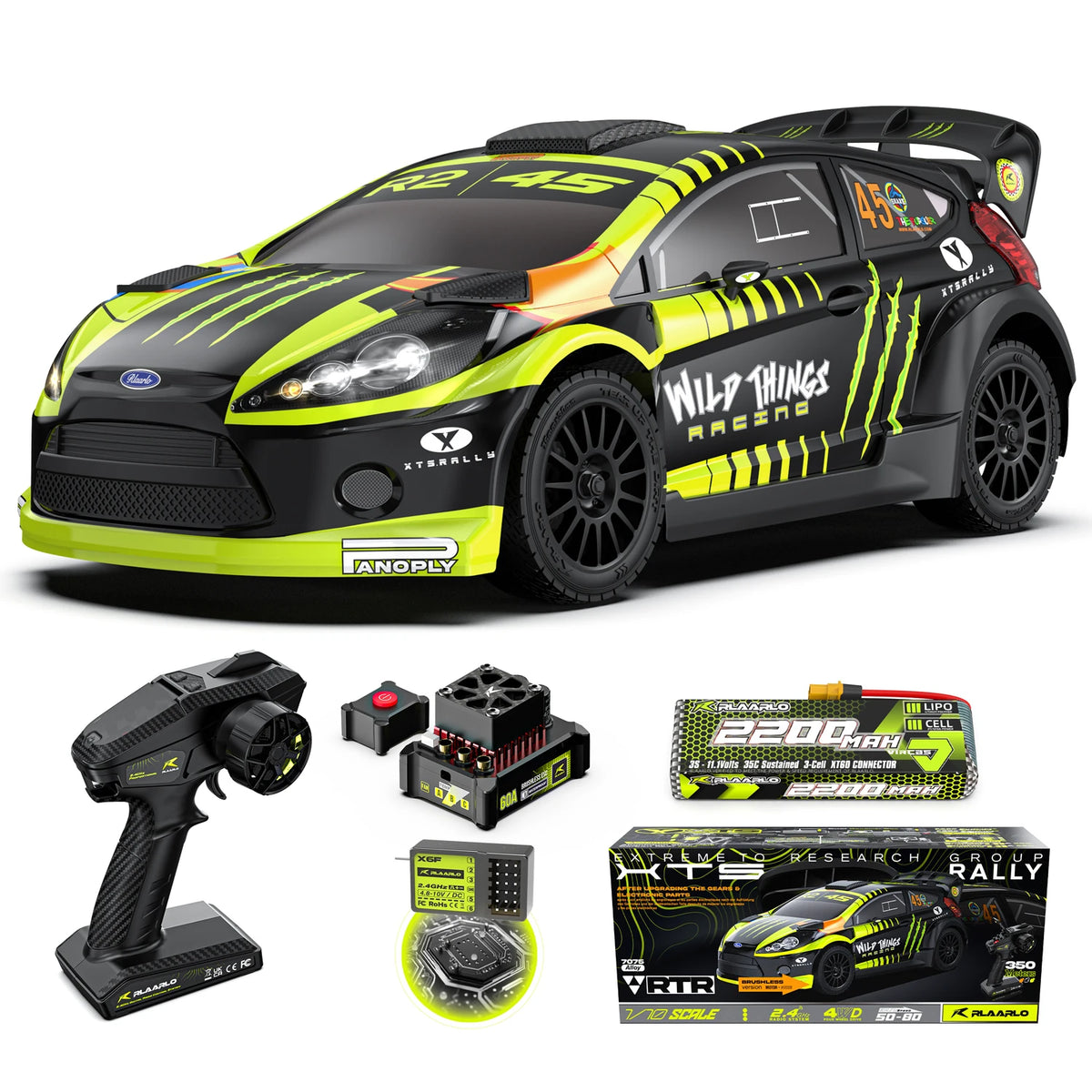 Coche RC sin escobillas 1/10, coche de rally 4WD, modelo de coche eléctrico de alta velocidad con control remoto de nivel profesional para competición.