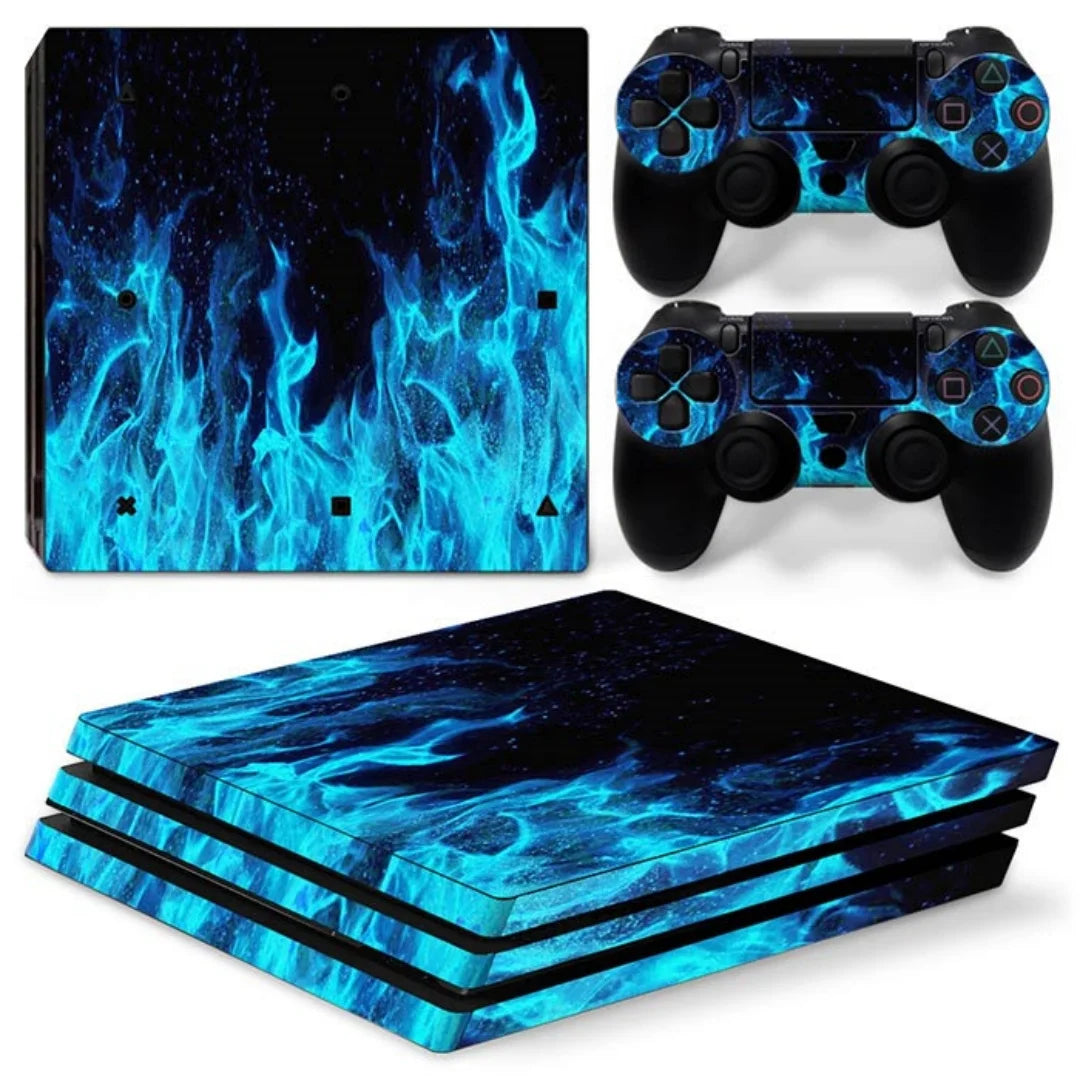 Protective Vinyl Decal Skin Sticker Full Set Cover Wrap for PS4 Pro Console and 2 Controllers