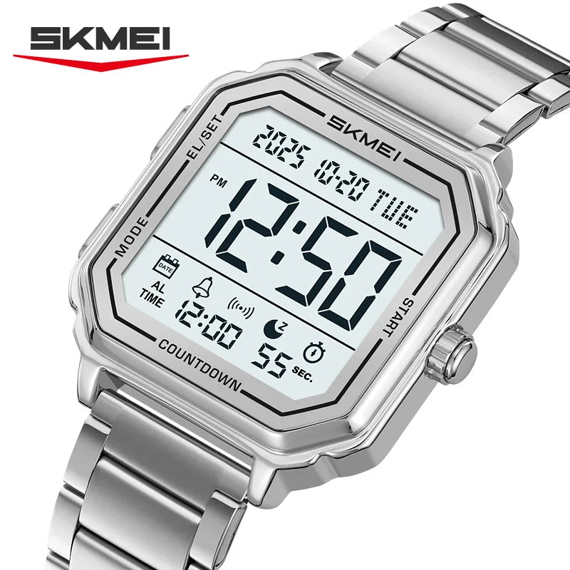 SKMEI 2559 Reloj deportivo de negocios casual con pantalla retroiluminada para hombre, cronógrafo digital, doble zona horaria, reloj de pulsera para hombre