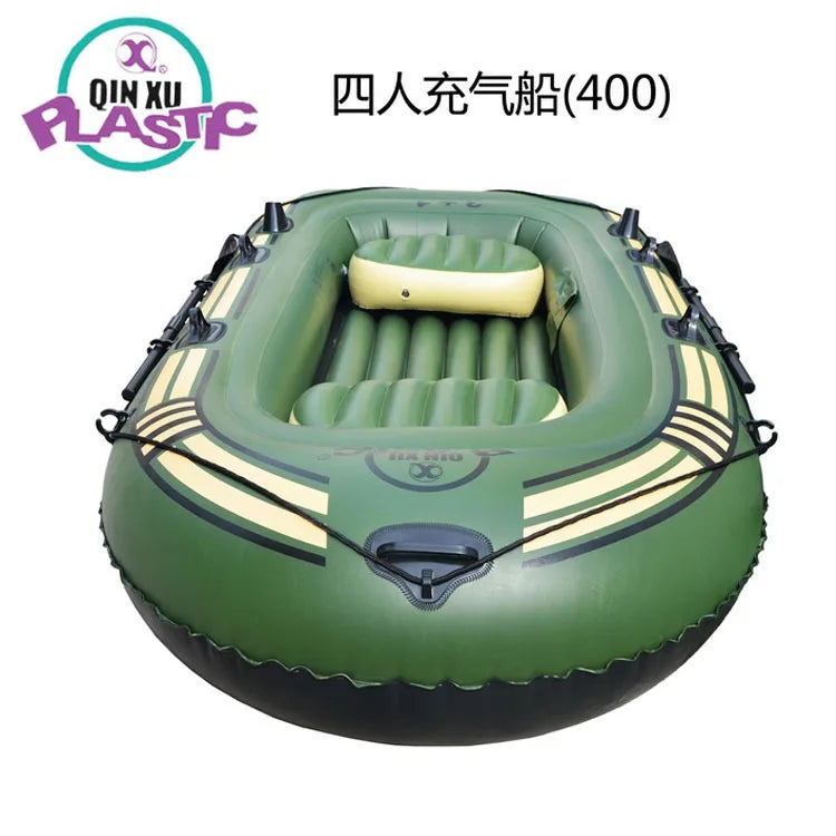 Bote inflable QINXU para deportes al aire libre, para 4 personas, reforzado, bote de goma, kayak, bote de pesca