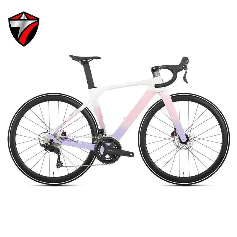 Bicicleta de carretera TWITTER T10pro 105 R7120-24S de fibra de carbono T800, freno de disco hidráulico R7070, juego de bielas huecas de aleación de aluminio SRAM RIVAL 34-50T
