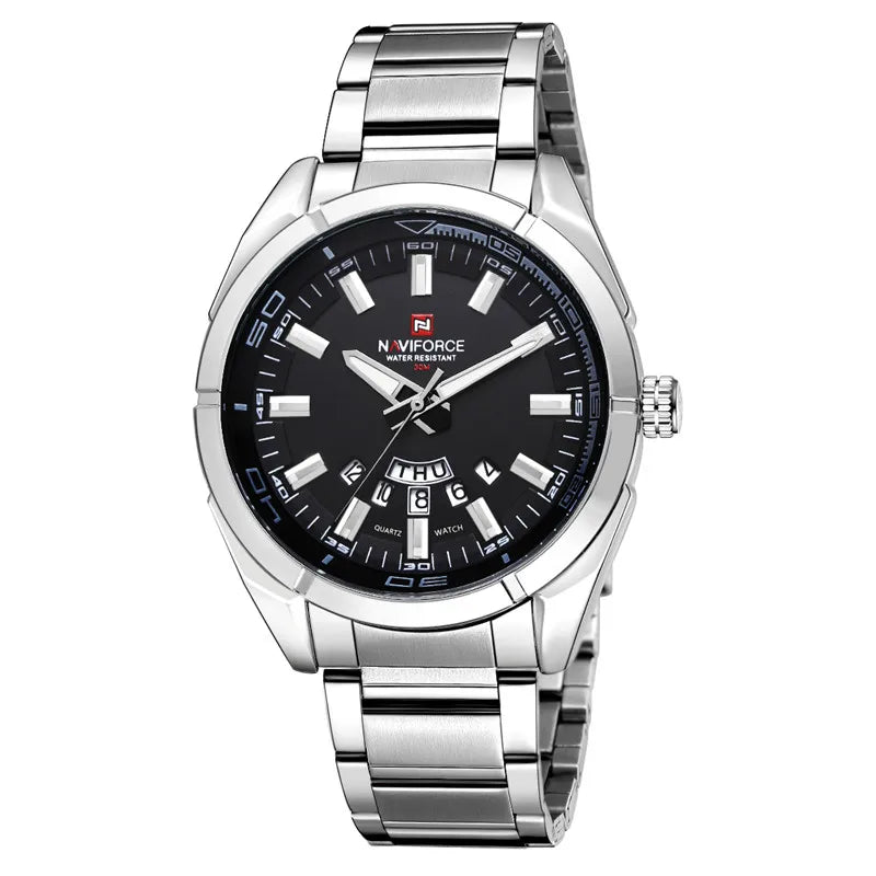Reloj NAVIFORCE para hombre con fecha y día, deportivo, de lujo, de marca reconocida, estilo militar, casual, con correa de acero, de cuarzo, regalo, modelo 9038
