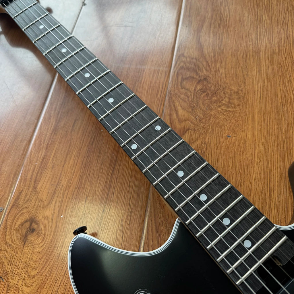 Guitarra eléctrica: acabado mate y negro escarchado, 22 cuerdas, doble sistema de pastillas, doble sistema de trémolo. Envío gratuito.