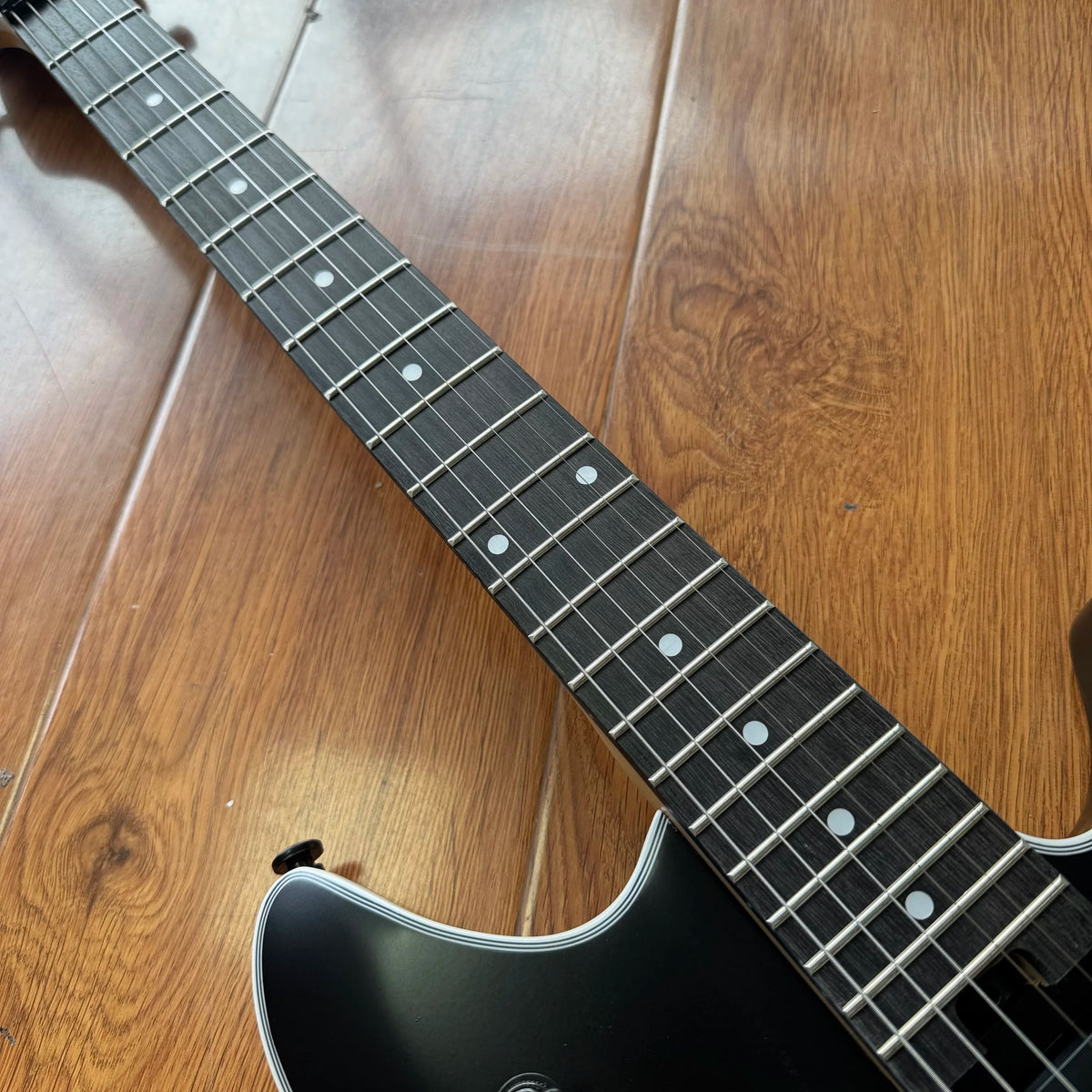 Guitarra eléctrica: acabado mate y negro escarchado, 22 cuerdas, doble sistema de pastillas, doble sistema de trémolo. Envío gratuito.