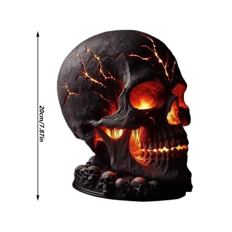 Lámpara de escritorio con forma de calavera de piedra de magma y luz LED espeluznante para decoración de repisa en fiestas de Halloween, un acento único para encender la habitación