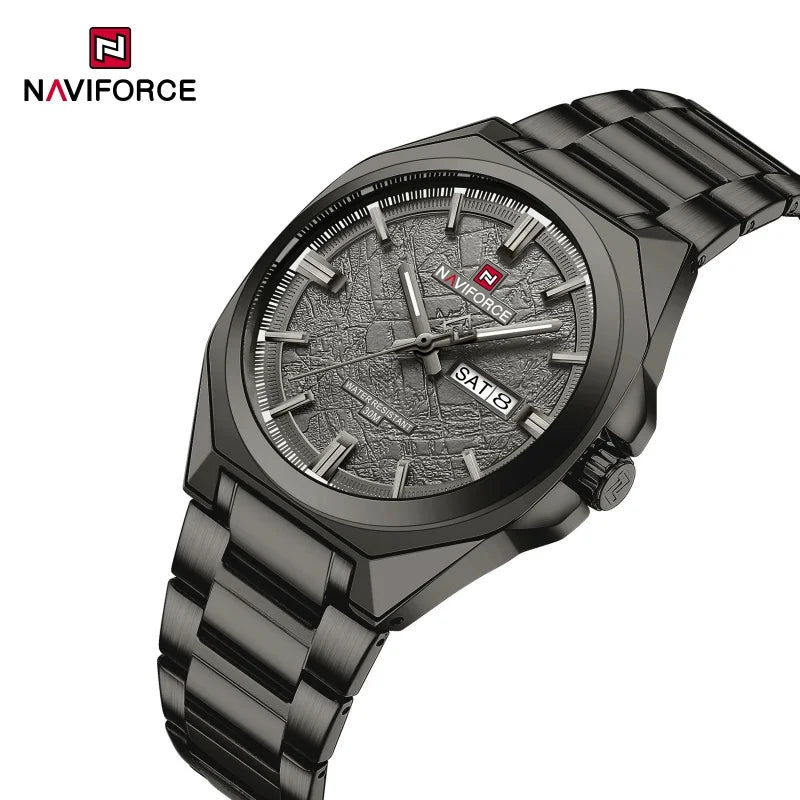 Reloj NAVIFORCE nuevo para hombre, resistente al agua 3ATM, cuarzo, luminoso, con fecha, acero inoxidable, para actividades al aire libre y negocios, modelo 2026