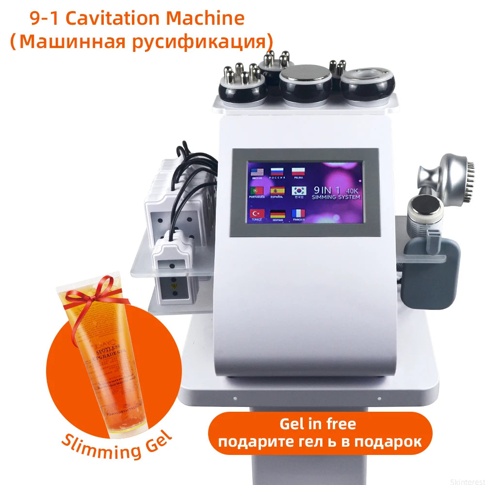 Máquina de Adelgazamiento Corporal Ultrasónica Moonic 9 en 1 KIM 8 40K, Rejuvenecimiento de Frecuencia Multipolar, Estiramiento y Reafirmación de la Piel