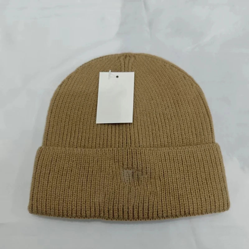 Gorro de punto con letras bordadas para otoño e invierno, moderno y versátil, gorro de lana cálido.