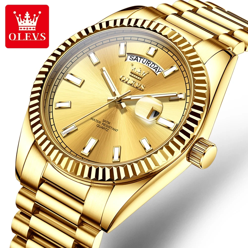 Reloj para hombre OLEVS 5650, de lujo, original, deportivo, de cuarzo, resistente al agua, con luminiscencia, día y fecha, regalo para hombre