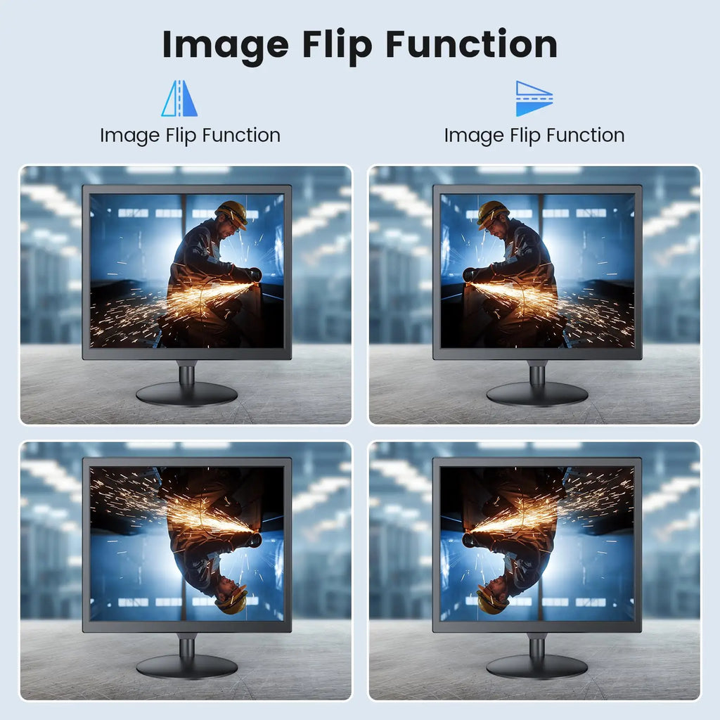 Monitor para cámaras de seguridad Eyoyo de 17 pulgadas, con resolución de 1280 x 1024, puertos AV, HDMI, VGA y BNC; compatible con la reproducción de vídeo en todos los formatos a través de USB y con mando a distancia