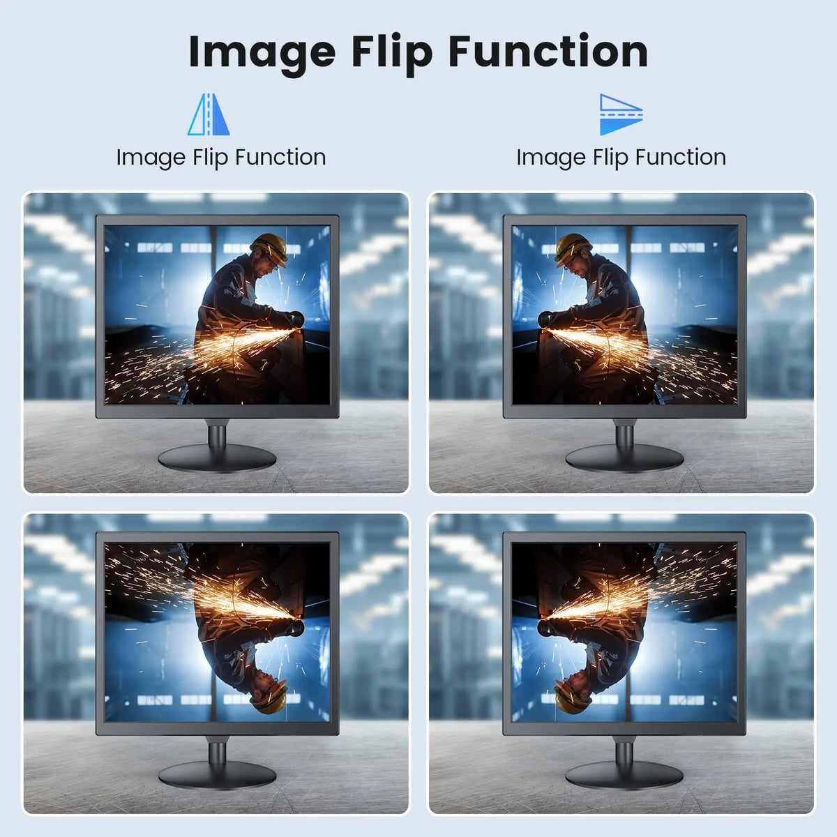 Monitor para cámaras de seguridad Eyoyo de 17 pulgadas, con resolución de 1280 x 1024, puertos AV, HDMI, VGA y BNC; compatible con la reproducción de vídeo en todos los formatos a través de USB y con mando a distancia