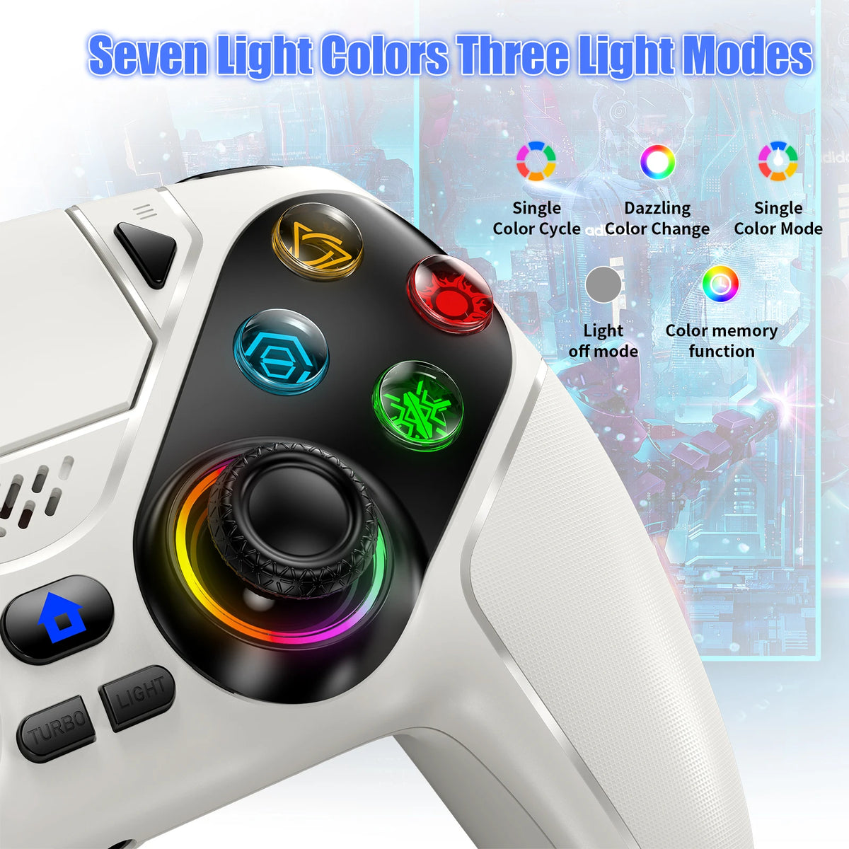 Mando inalámbrico RGB, para consola PlayStation 5/PS5, con funciones de turbo, vibración Dual Sense y programación, mando de juego 3D