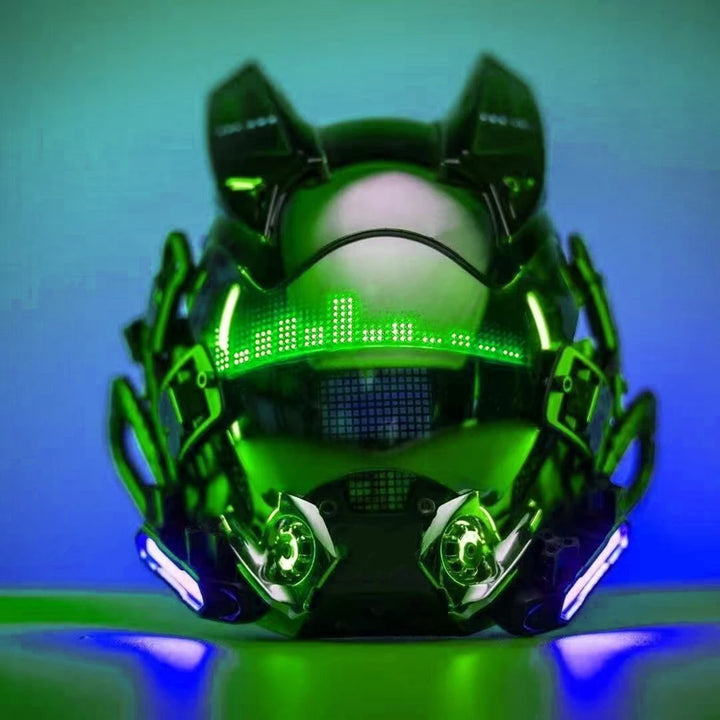 Máscara Cyber punk LED peinado trenza Halloween Navidad juego de rol casco fiesta regalo para adultos ﻿