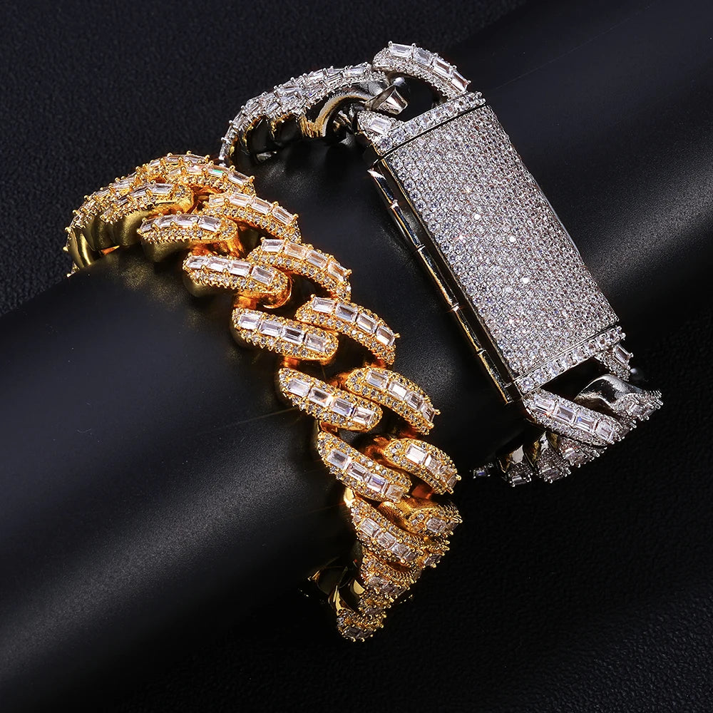 ESKEEM-cadena de eslabones cubanos de moissanita, 18mm, 3 filas, plata 925, pulsera de moissanita VVS totalmente helada, joyería de Hip Hop