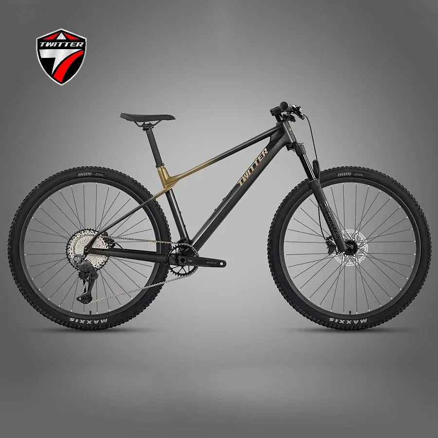 Bicicleta de montaña de fibra de carbono para campo a través TWITTER M10 SENTYEH con velocidad variable electrónica, frenos de disco hidráulicos ES800-13S/XT/M8100-12S
