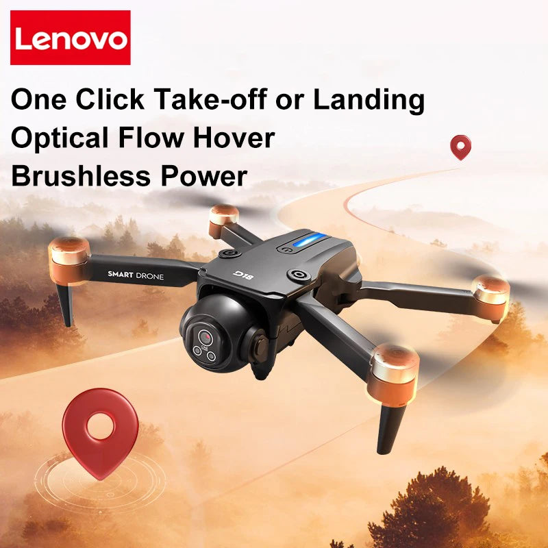 Dron RC negro con hélices iluminadas y cámara frontal; despegue y aterrizaje con un clic.