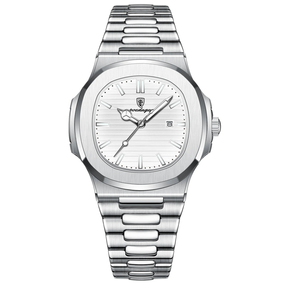 Reloj de pulsera de lujo para hombre POEDAGAR, cuadrado, con fecha, luminoso, resistente al agua, de acero inoxidable, reloj de cuarzo para hombre, estilo deportivo y de negocios