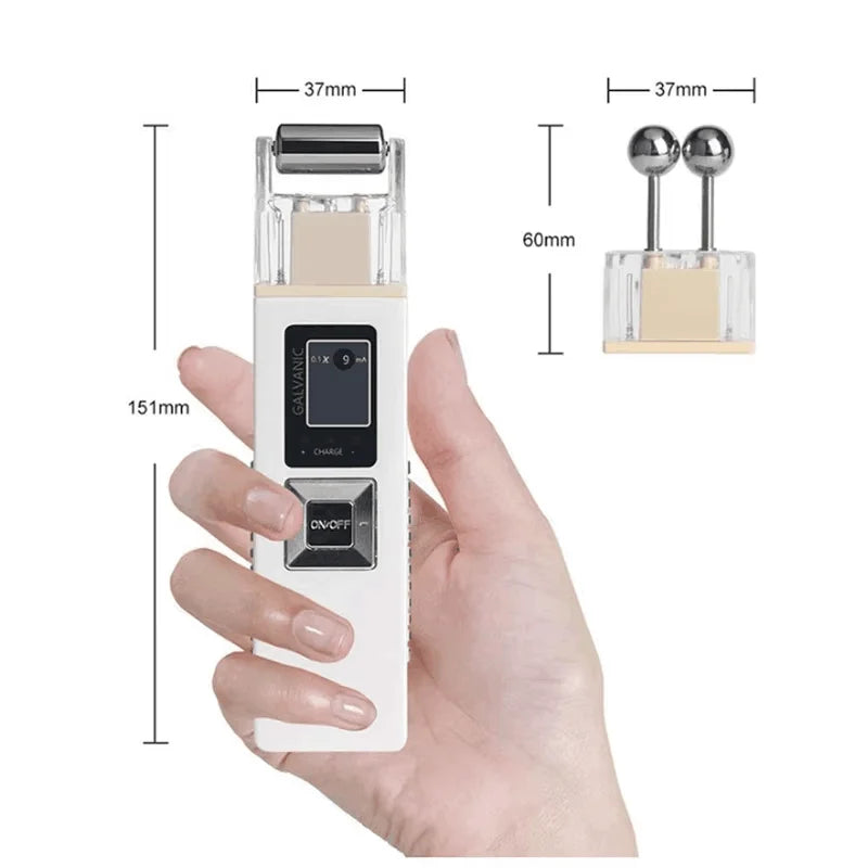 Máquina reafirmante de la piel con microcorriente galvánica inalámbrica, limpiador de la piel, herramientas de estiramiento de la piel, dispositivo de elevación Facial, rodillo de masaje