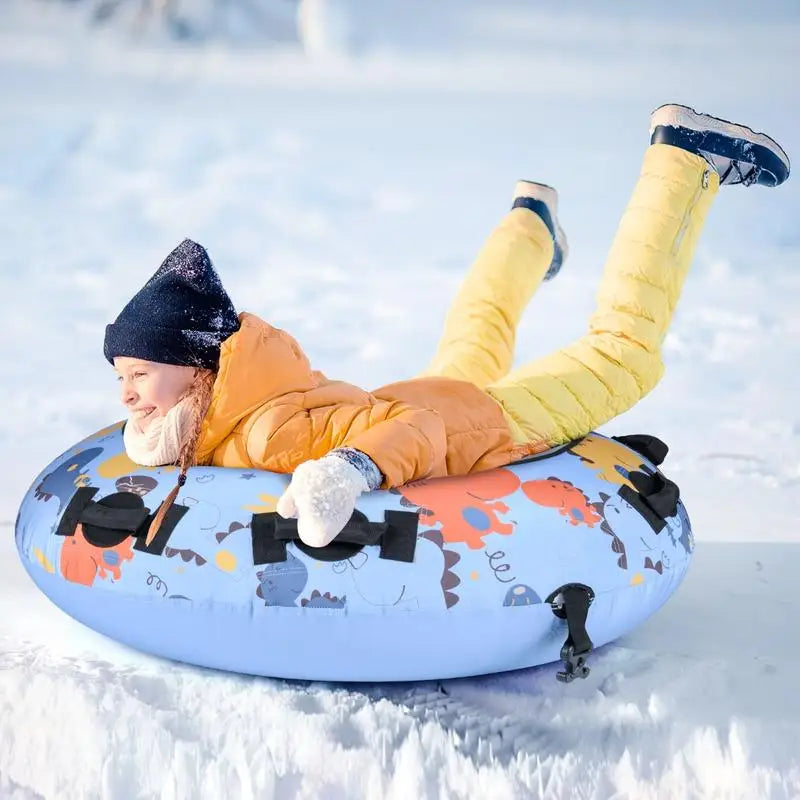 Manta inflable para la nieve con funda de poliéster Oxford, longitud de 132 cm, para niños y adultos, azul