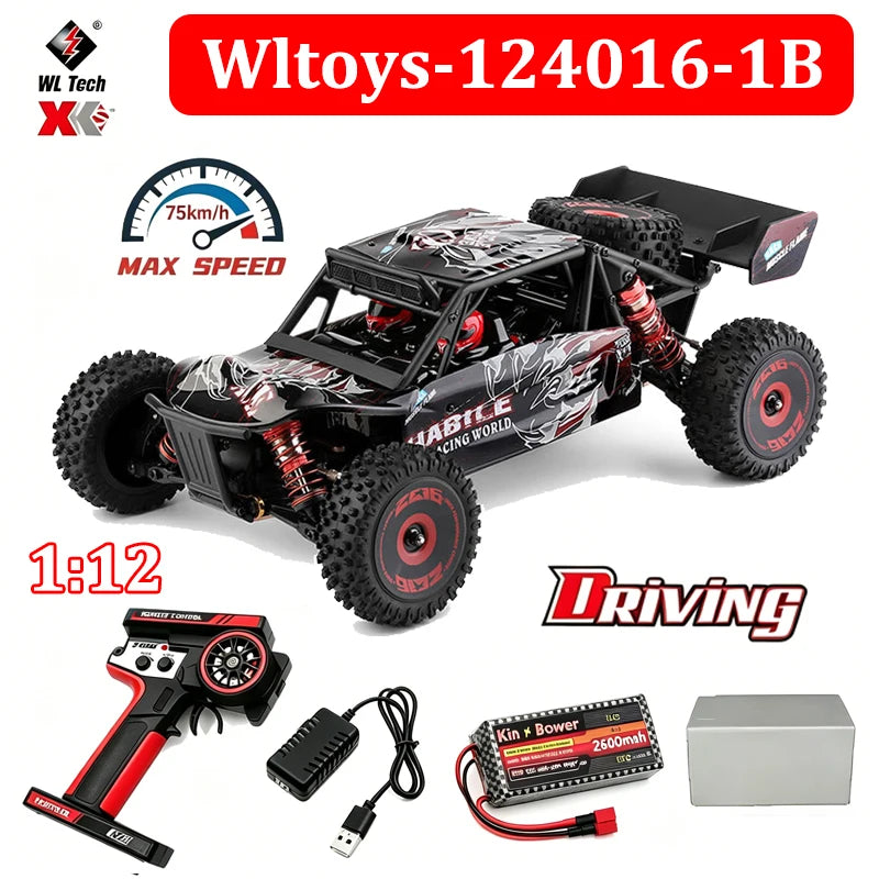WLtoys 144016 124017 Serie 75KM/H 2.4G Coche RC sin escobillas 4WD Eléctrico de Alta Velocidad Todoterreno Juguetes de Control Remoto para Derrape para Niños