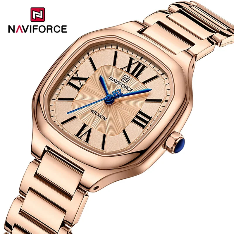 Relojes de pulsera NAVIFORCE de lujo, casuales y versátiles, estilo minimalista para mujer, resistentes al agua y a los golpes, relojes de cuarzo para dama, brazaletes femeninos