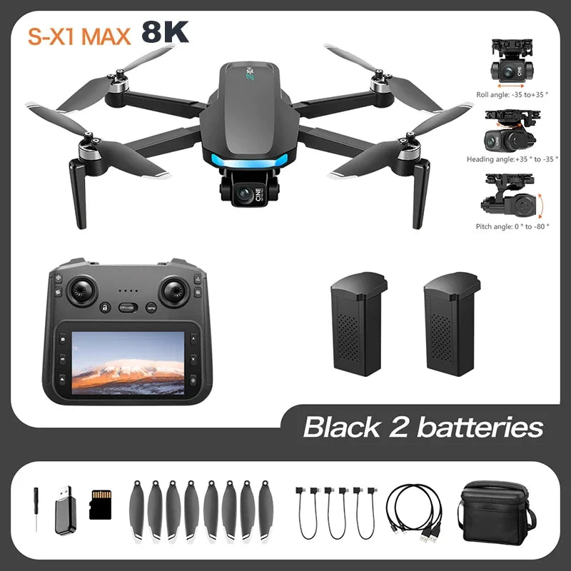 Original S-X1 Dron GPS 8K HD Cámara Profesional Gimbal de Tres Ejes WIFI Evitación de Obstáculos Cuadricóptero Juguete Sin Escobillas Regalo