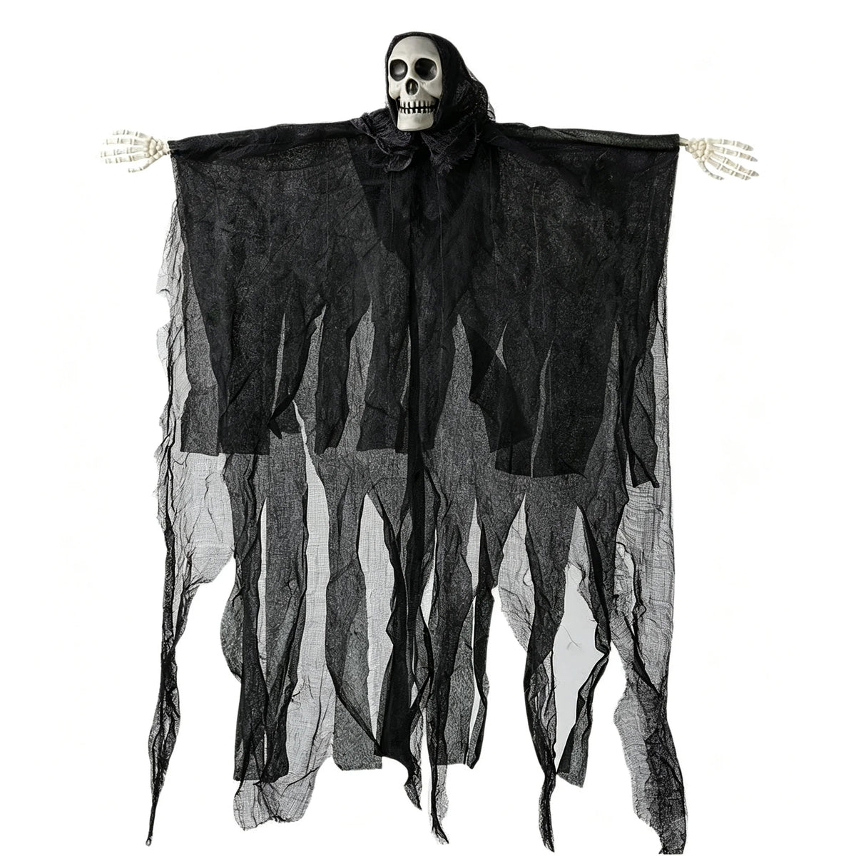 Decoración de Halloween: esqueleto colgante, fantasma, adorno de guirnalda de gasa desgastada, figura de la muerte, para casas encantadas, jardines, fiestas, interiores y exteriores, decoración terrorífica.