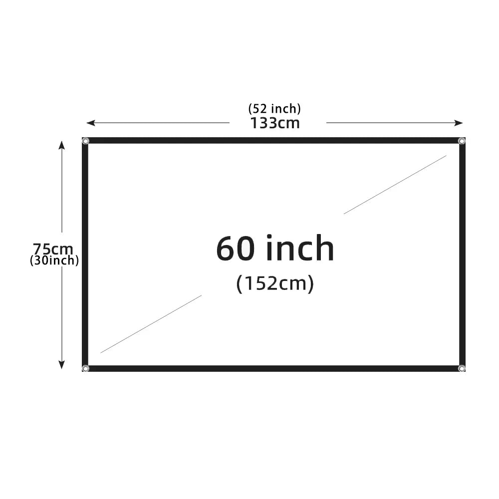 Pantalla de proyección plegable con marco negro y tamaño 60 pulgadas