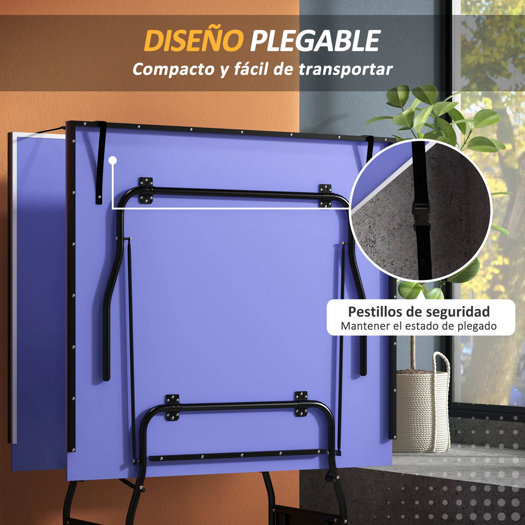 SPORTNOW Mesa de Ping-Pong Plegable con 4 Ruedas 274x152,5x76 cm Azul