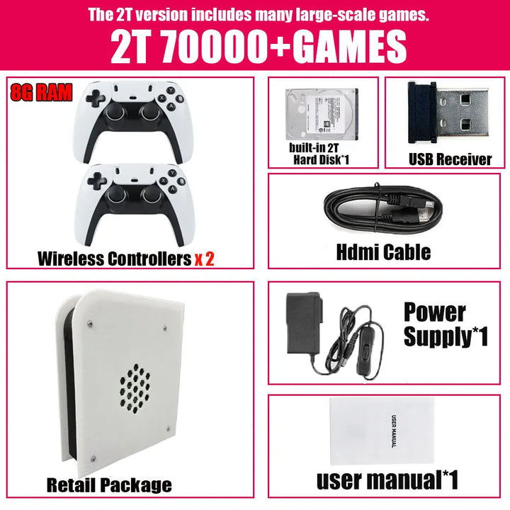 Consola de juegos retro con 8 GB de RAM, 2 TB de ROM, procesador M15, sistema Batocera, procesador I3-3110M, más de 70 000 juegos para Wii, PS2, PSP, NGC, N64 y Windows 11. Se puede jugar en la televisión.