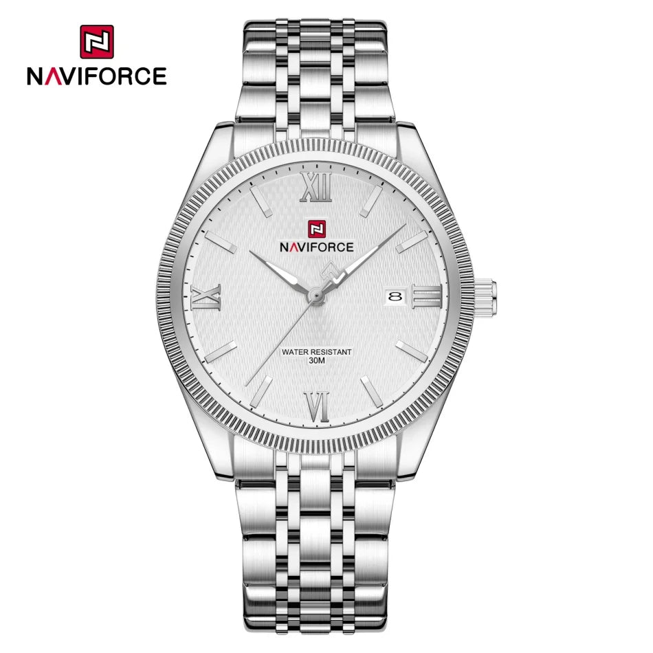 Reloj NAVIFORCE clásico para hombre, pantalla con puntero luminoso, resistente al agua 3ATM, movimiento de cuarzo, calendario, diseño sencillo, relojes para chico