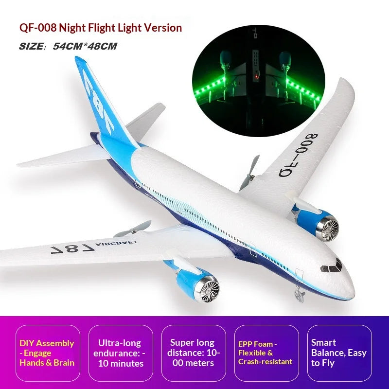 Avión RC Boeing 787 de Tres Canales, Ala Fija, Espuma EPP, Planeador, Avión Civil, 2.4G, Giroscopio, Modelo de Avión a Control Remoto