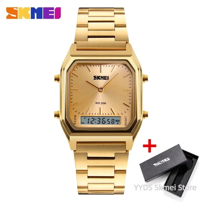 Reloj digital de cuarzo SKMEI para hombre, deportivo, cronógrafo, resistente al agua, de acero inoxidable, a prueba de golpes, reloj de pulsera para hombre 1220 Reloj Hombre