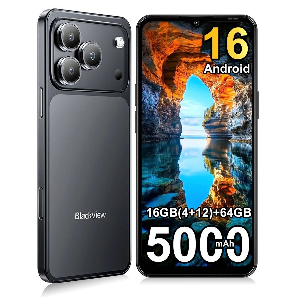 Smartphone Blackview WAVE 7C 6.56'' HD+IPS Batería 5000mAh 16GB(4+12)+64GB Unisoc Teléfono móvil 32MP+13MP 4G Android 16 Dual SIM