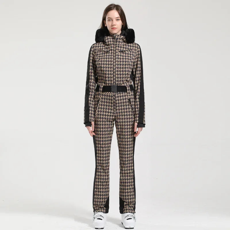 Traje de esquí de una pieza para mujer, chaqueta cálida para Snowboard al aire libre, conjunto de esquí, monos impermeables a prueba de viento, ropa de invierno, novedad de 2025