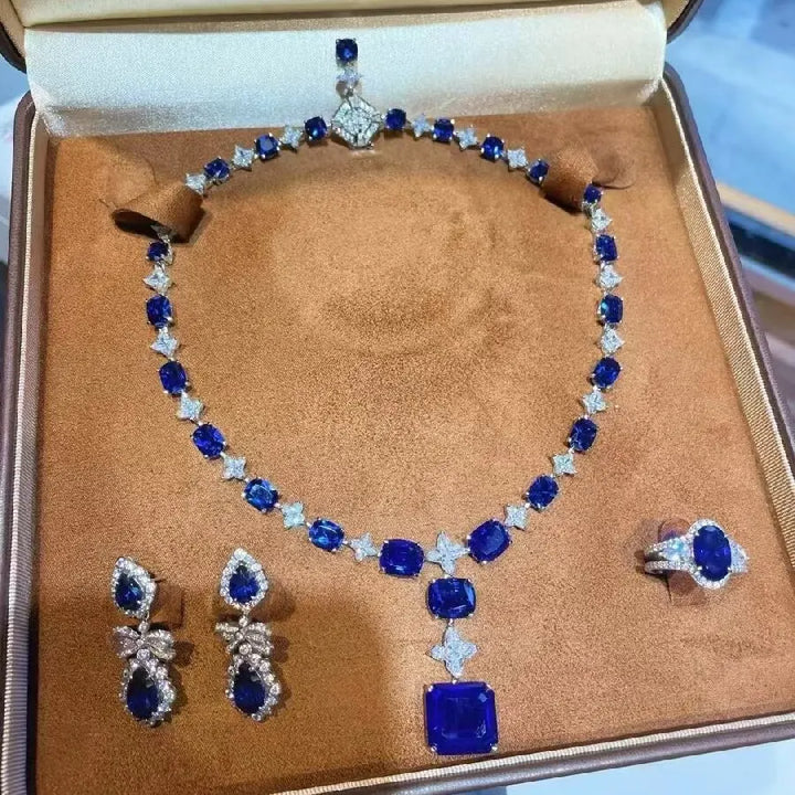 KQDANCE-collar de lujo de plata de ley 925 con esmeralda y zafiro de laboratorio, piedras preciosas de alto contenido de carbono, joyería fina para fiesta para mujer