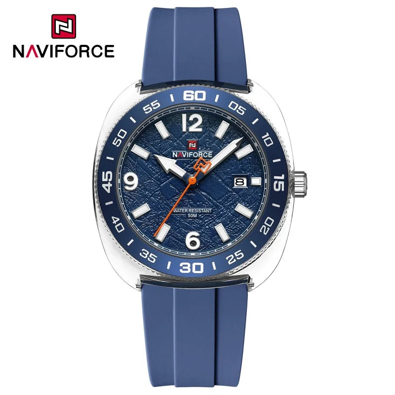 Reloj de cuarzo para hombre NAVIFORCE, a la moda, con indicador de fecha, luminoso, resistente al agua 5ATM, correa de silicona, reloj deportivo para hombre