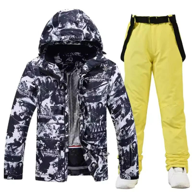 Traje de esquí colorido y cálido para hombre, ropa de snowboard, chaquetas de invierno, pantalones para hombre, ropa impermeable, disfraces de nieve,-30