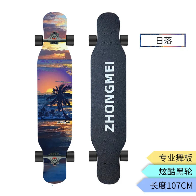 Patineta Profesional de 4 Ruedas para Adultos Principiantes, Patineta Cruiser de Calle con Doble Plataforma para Adolescentes, Niños y Niñas