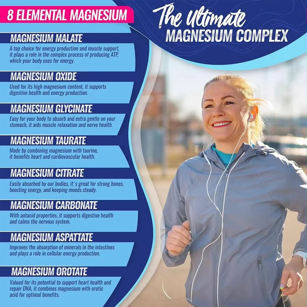 2 unidades de complejo de magnesio 1000 mg, suplemento para la salud