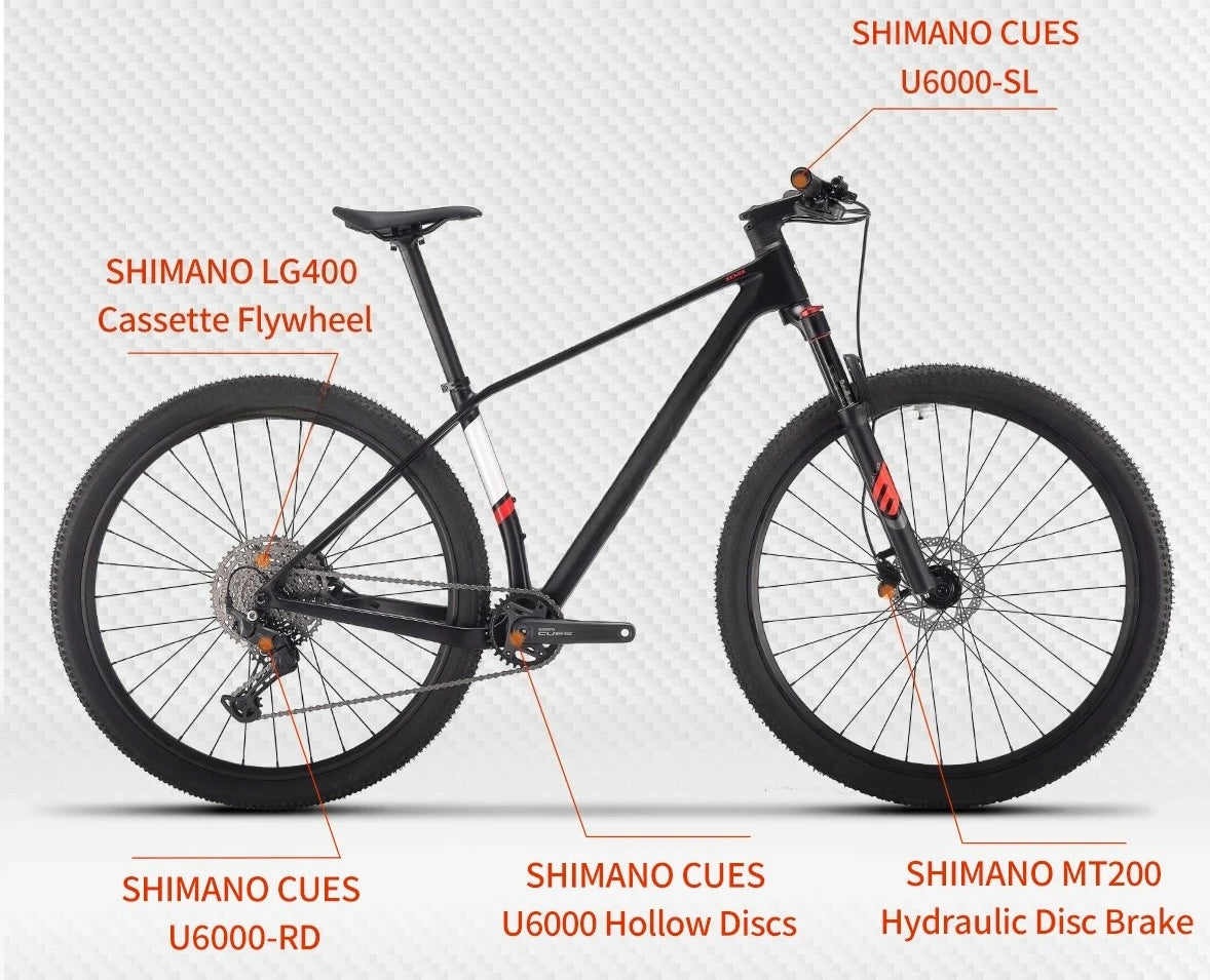 MTB Adult Mountain Bike with SHIMANO CUES U6000 11-Speed Components，SAVA New Lantop 610 /611 Carbon Fiber Mountain Bike