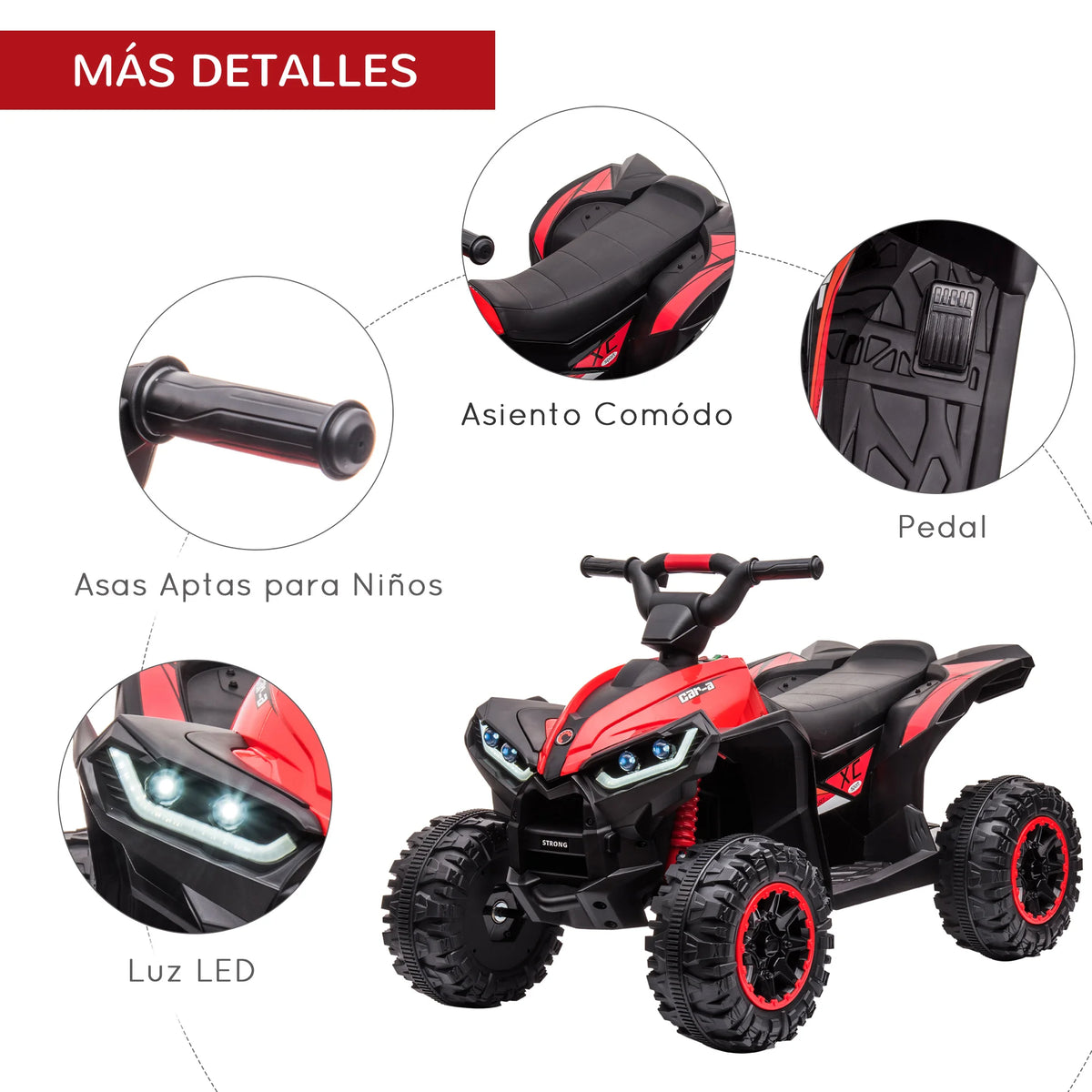 HOMCOM Quad Eléctrico para Niños 3-5 Años 12V con 2 Motores Faros Bocina