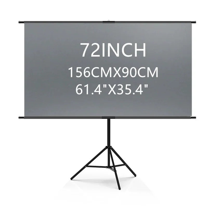 Pantalla de proyector gris de 72 pulgadas con soporte trípode negro