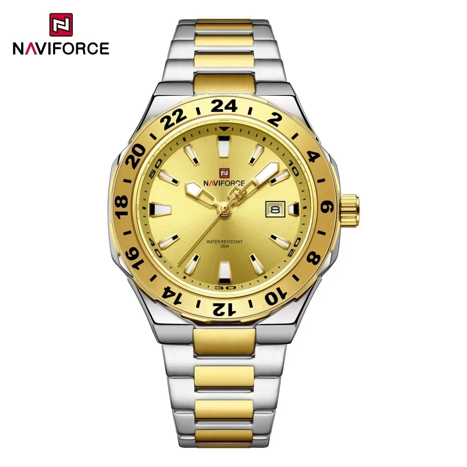 Relojes de lujo para hombre NAVIFORCE, reloj deportivo de cuarzo resistente al agua, reloj de pulsera militar con correa de acero inoxidable, Relogio Masculino