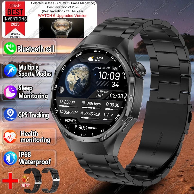 Reloj inteligente 2026 Nueva Versión Global Watch 6 Pro GPS para hombre, pantalla AMOLED, seguimiento deportivo, llamada Bluetooth, smartwatch resistente al agua