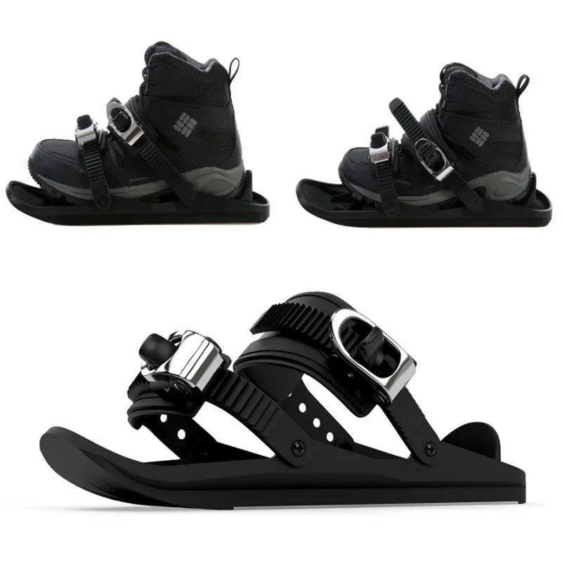 Mini patines de esquí cortos, botas de esquís, zapatos cortos ajustables para adultos, palas de nieve portátiles para deportes al aire libre en invierno, tabla de nieve