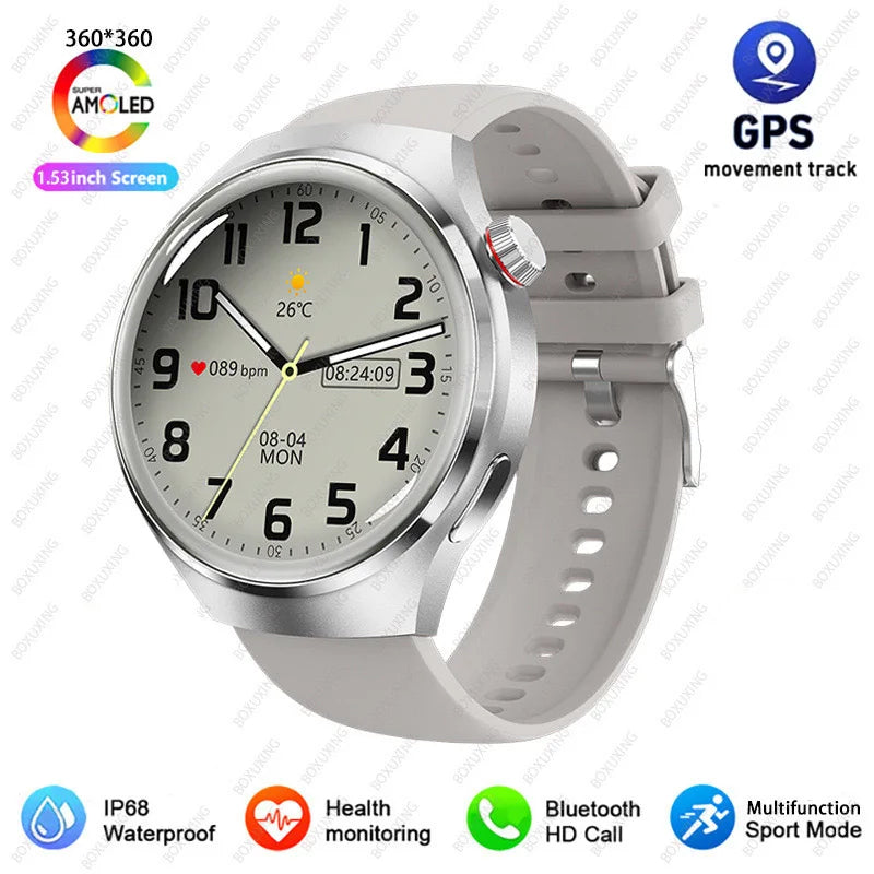 Reloj inteligente 2026 New Watch 4 Pro GPS para hombre, pantalla AMOLED 360*360, frecuencia cardíaca, llamada Bluetooth, resistente al agua IP68, smartwatch deportivo para hombre