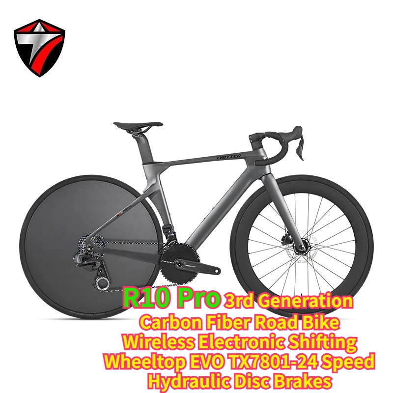 Bicicleta de carretera de carbono TWITTER R10pro, transmisión electrónica EVO TX-24S, transmisión mecánica 105R7120-24S.