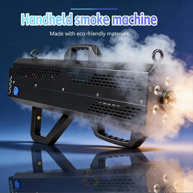 Nueva Pistola de Humo LED RGB de 1500W, Potente Máquina de Humo Portátil con Columna de Aire, Cañón de Luces para DJ, Máquina de Humo para Escenarios y Bodas